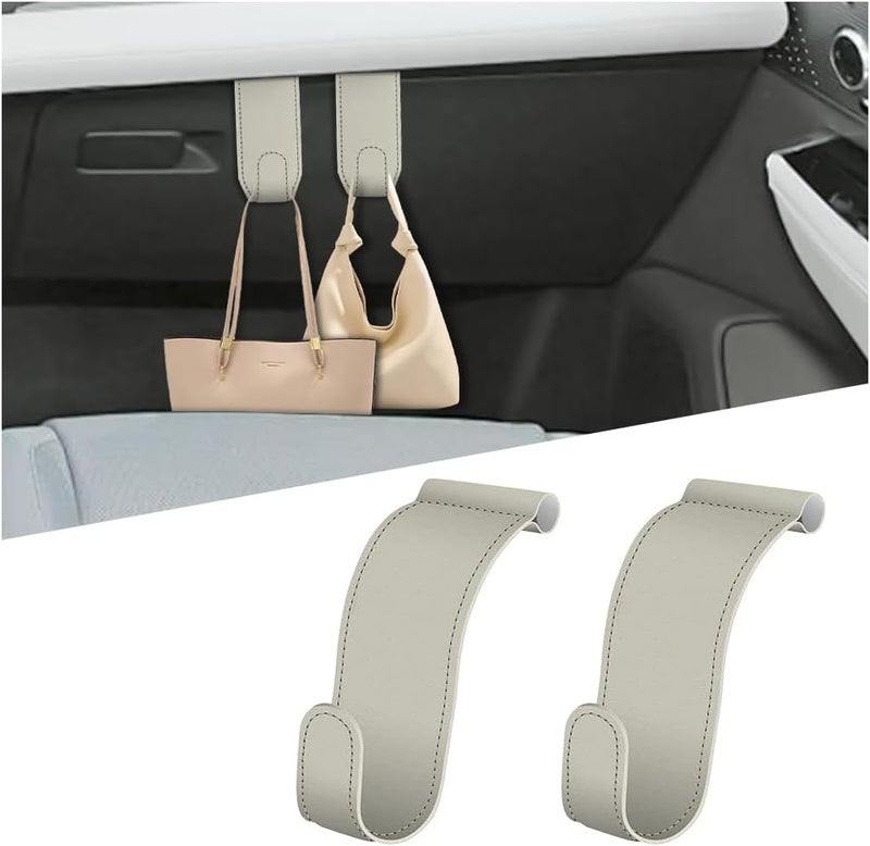 Bittwee Car Co-Pilot Glovebox Hooks, 2PCS Anti-Scratch Vehicle Passenger Seat Storage Hanger for Handbag Purse Umbrellas, Auto Interior Organizer, Universal for SUV Sedan Truck(Beige) - Image 1